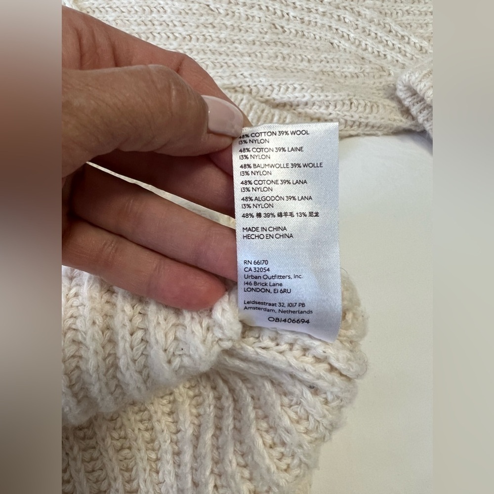 ANTHROPOLOGIE Pilcro Chunky Knit Zip Up Sweater Jacket Size Oversized Cream XS. - Picture 8 of 12